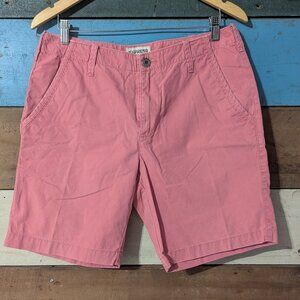 Express Flat Front Chino Shorts Men's 31 Pink-Coral Cotton Slash Pocket 9"     F